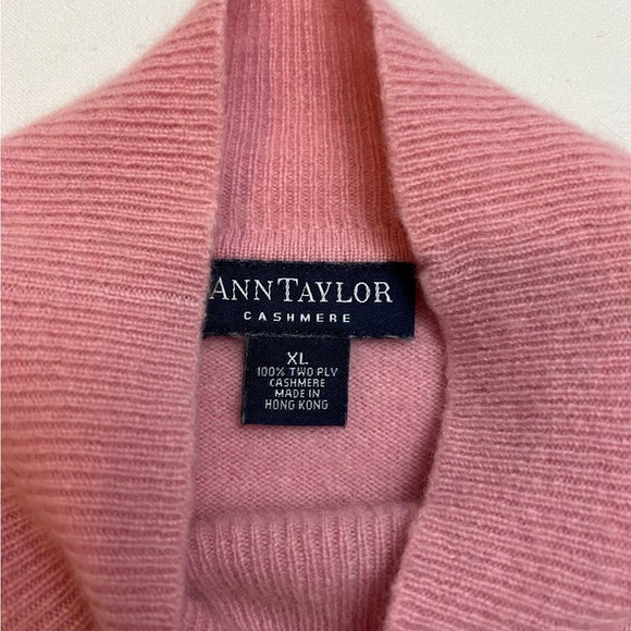 Ann Taylor Pink Cashmere Mock Neck Sweater (Shrunk to S/M) - Picture 2 of 3